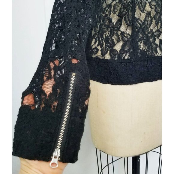 Hot in Hollywood Womens Sugar Moto Sheer Black Lace Jacket M NWT - Picture 11 of 13